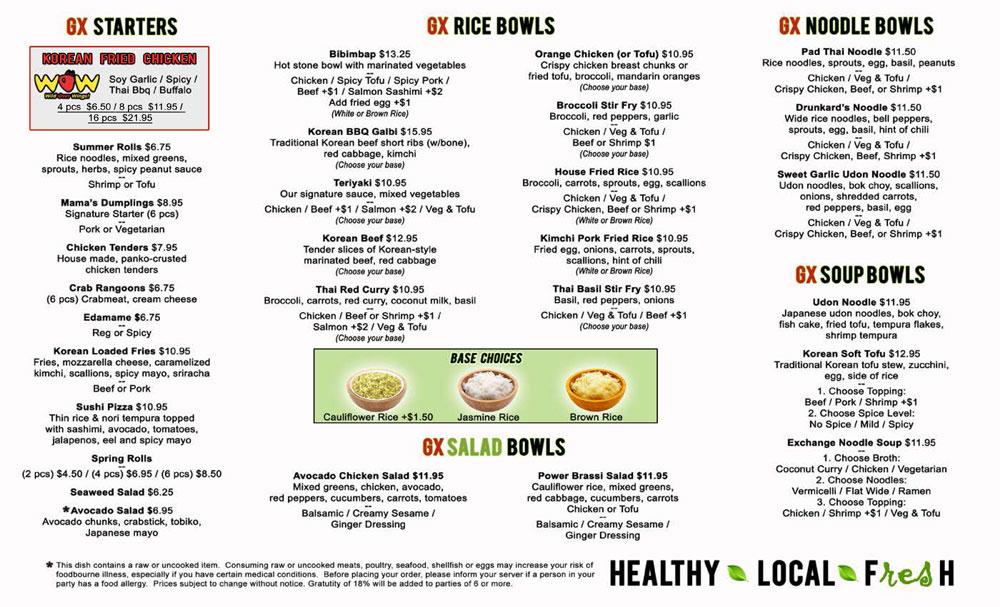 ginger exchange menu watertown Brandon Buckland